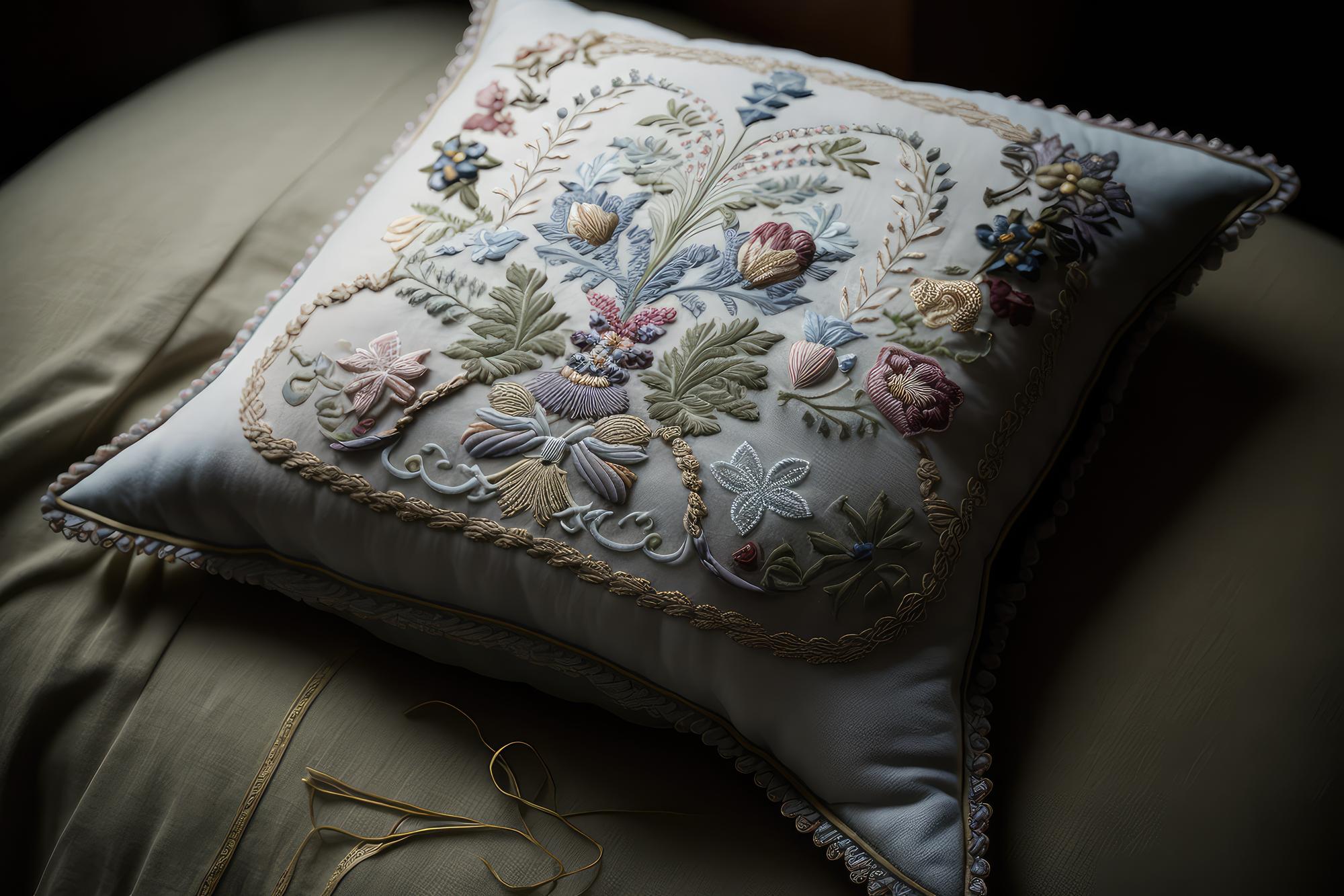 Cuscino ricamato a mano con monogramma
